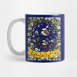 Massachusetts Black-capped Chickadee Bird And Mayflowers Mug